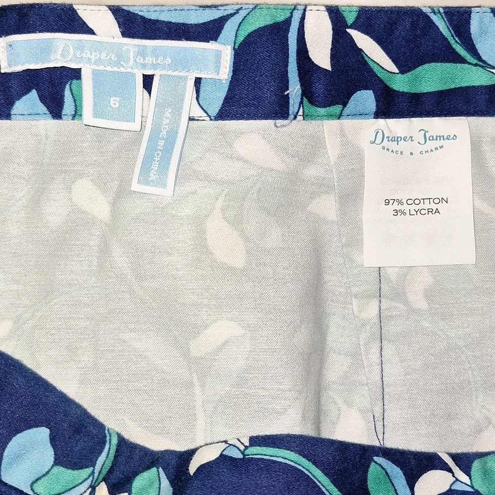 Draper James cotton stretch a-line mini skirt - 6 - blue floral